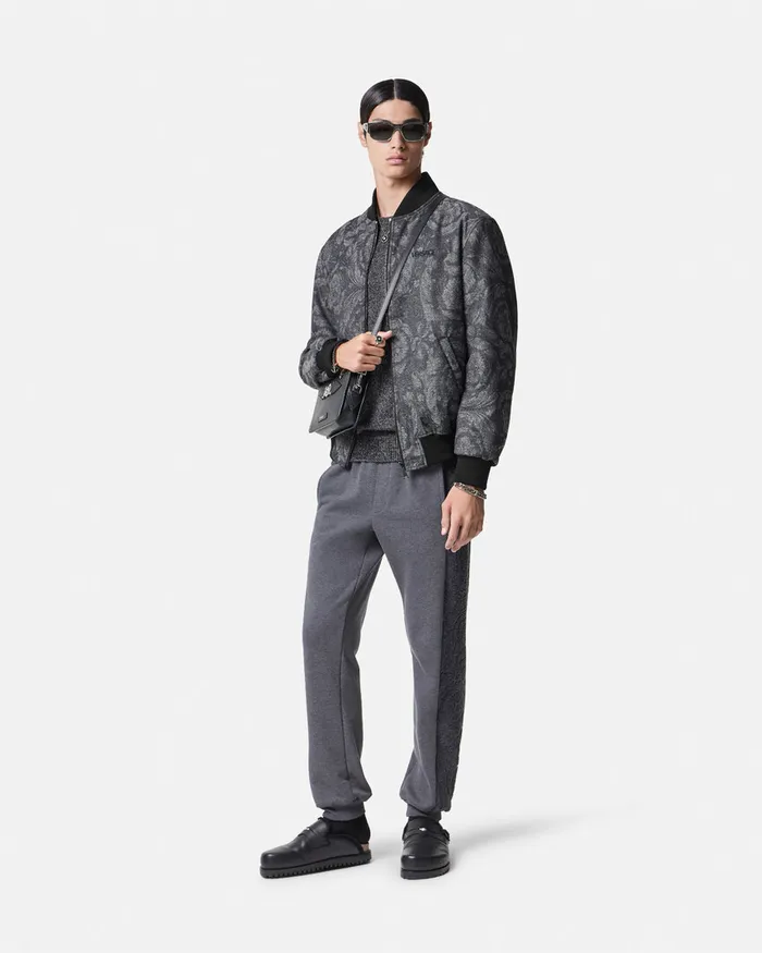 Versace Jackets and Coats Men Barocco Reversible Bomber Jacket Gray