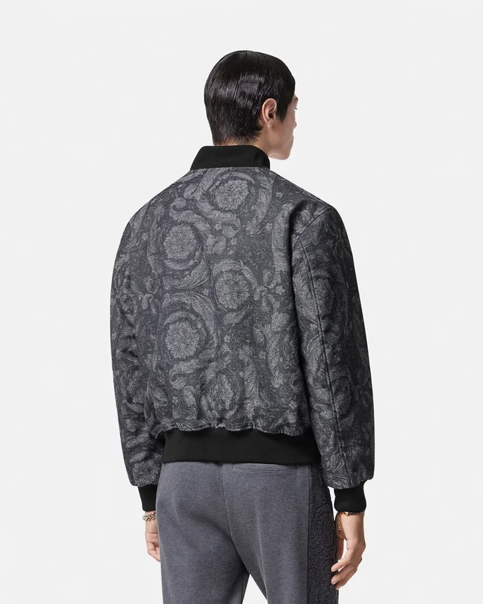 Versace Jackets and Coats Men Barocco Reversible Bomber Jacket Gray
