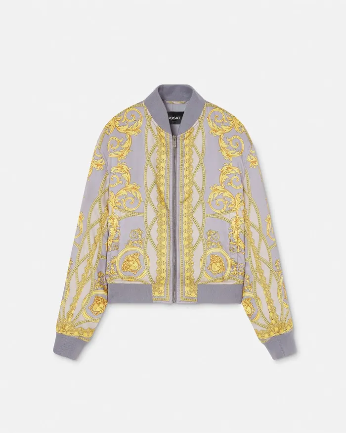 Versace Jackets and Coats Men La Coupe Des Dieux Bomber Jacket Grayprint