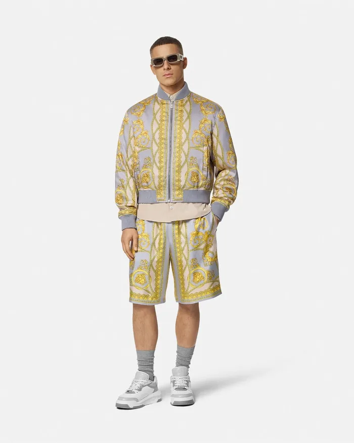 Versace Jackets and Coats Men La Coupe Des Dieux Bomber Jacket Grayprint