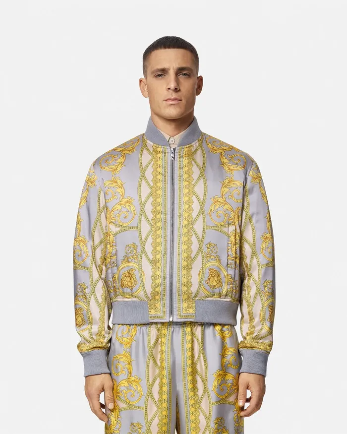 Versace Jackets and Coats Men La Coupe Des Dieux Bomber Jacket Grayprint