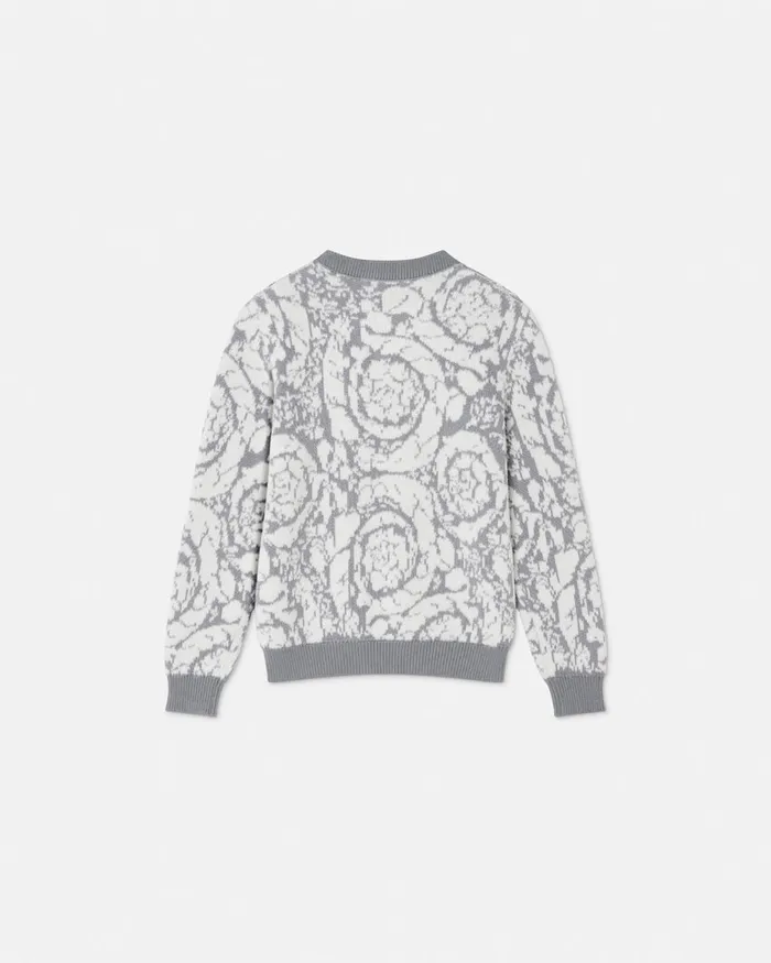 Versace Knitwear and Sweatshirts Kids Barocco Jacquard Sweater Gray
