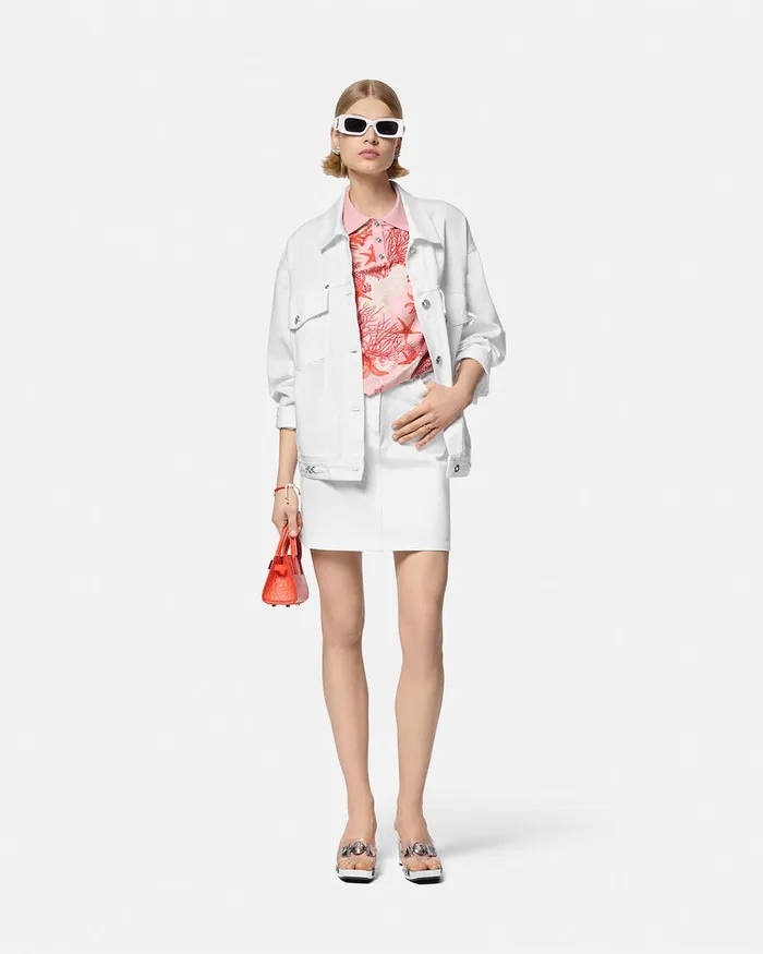Versace Knitwear Women Barocco Sea Knit Polo Shirt Pinkprint