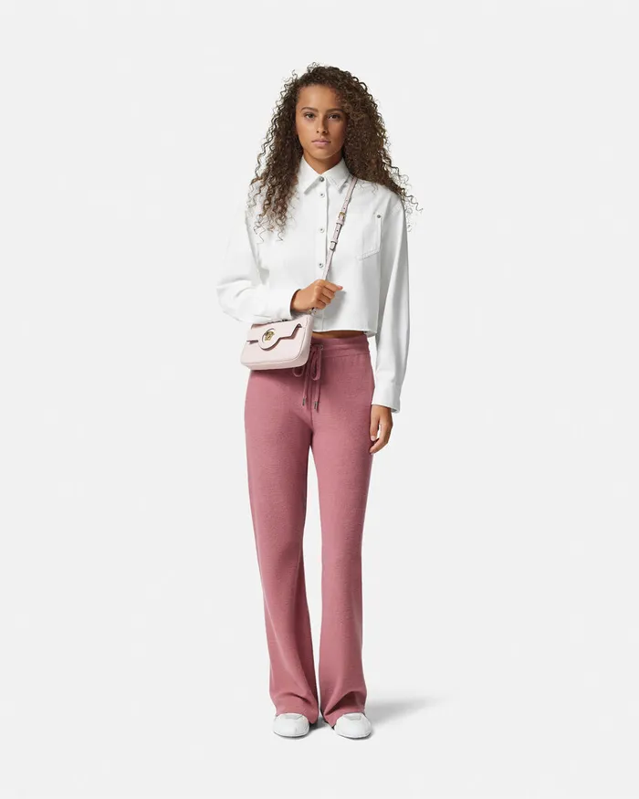 Versace Knitwear Women WoolBlend Flared Towel Pants Pink
