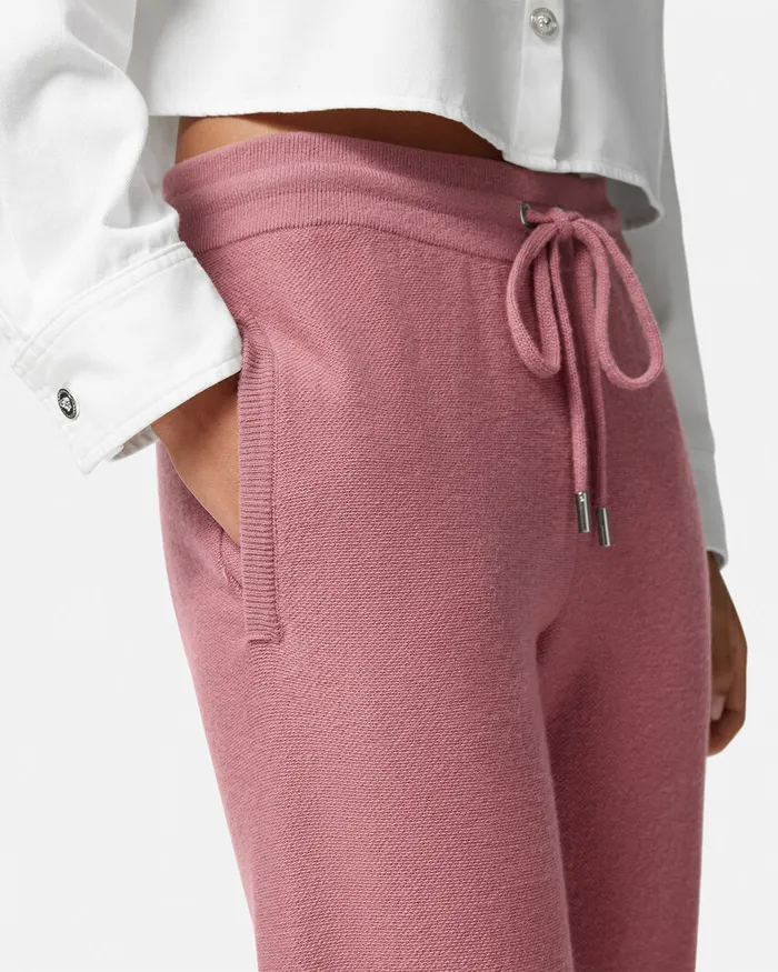 Versace Knitwear Women WoolBlend Flared Towel Pants Pink