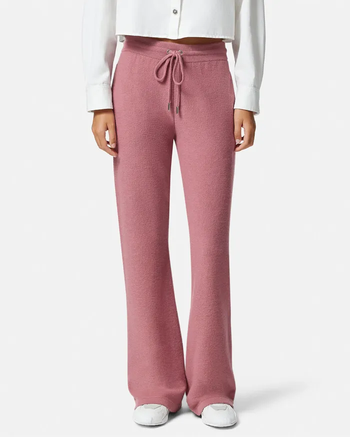 Versace Knitwear Women WoolBlend Flared Towel Pants Pink