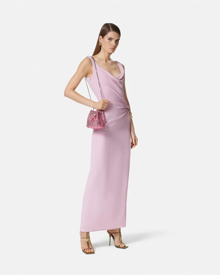 Versace La Medusa Women Crystal La Medusa Mini Bucket Bag Pink