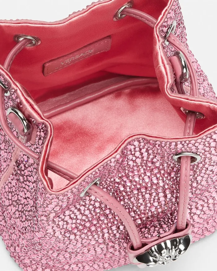 Versace La Medusa Women Crystal La Medusa Mini Bucket Bag Pink