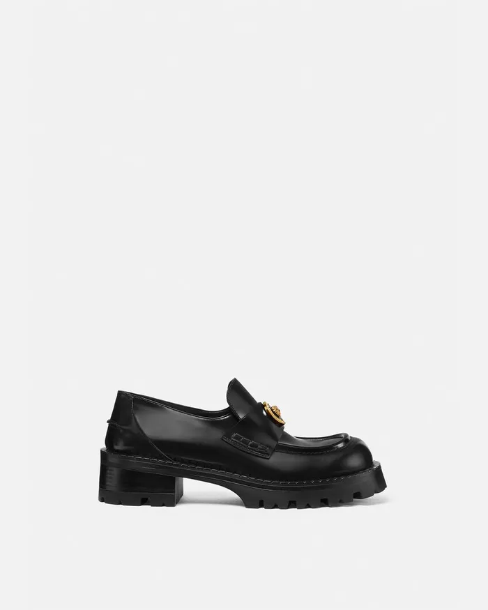Versace Loafers and Flats Women Alia Platform Loafers 35 Mm Blackgold