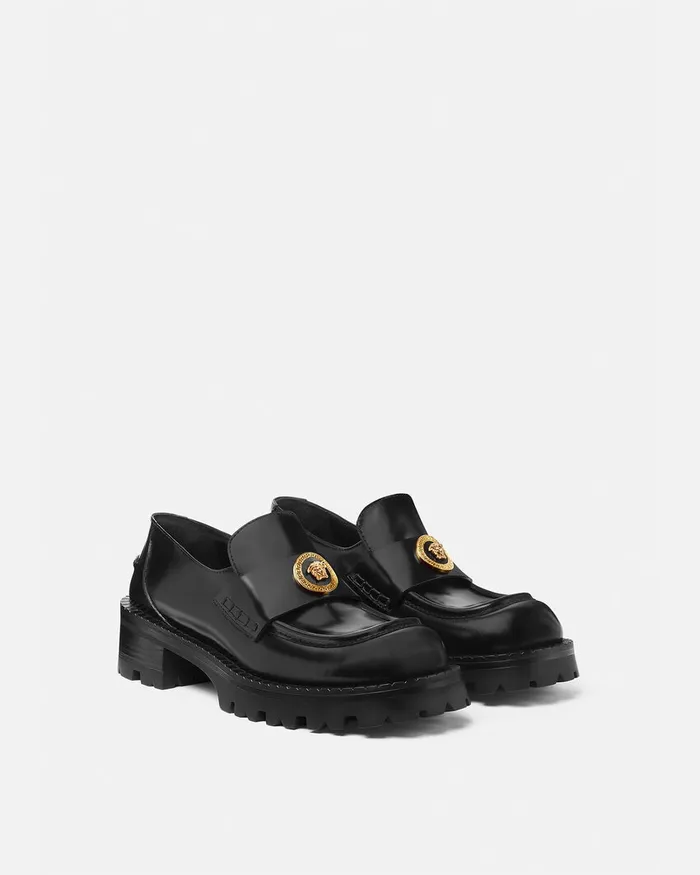 Versace Loafers and Flats Women Alia Platform Loafers 35 Mm Blackgold
