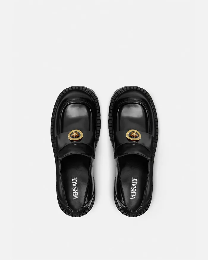 Versace Loafers and Flats Women Alia Platform Loafers 35 Mm Blackgold