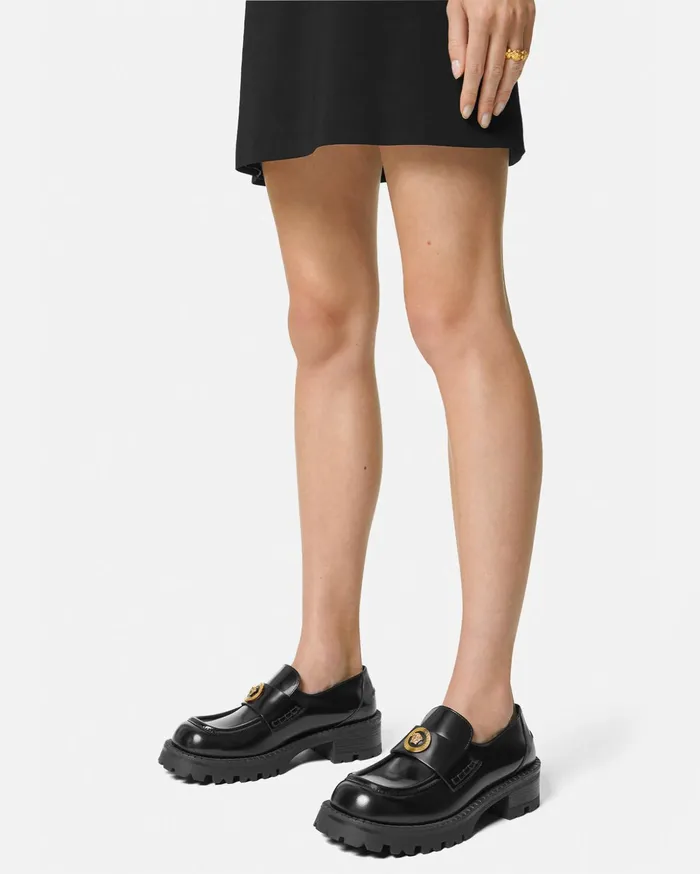 Versace Loafers and Flats Women Alia Platform Loafers 35 Mm Blackgold
