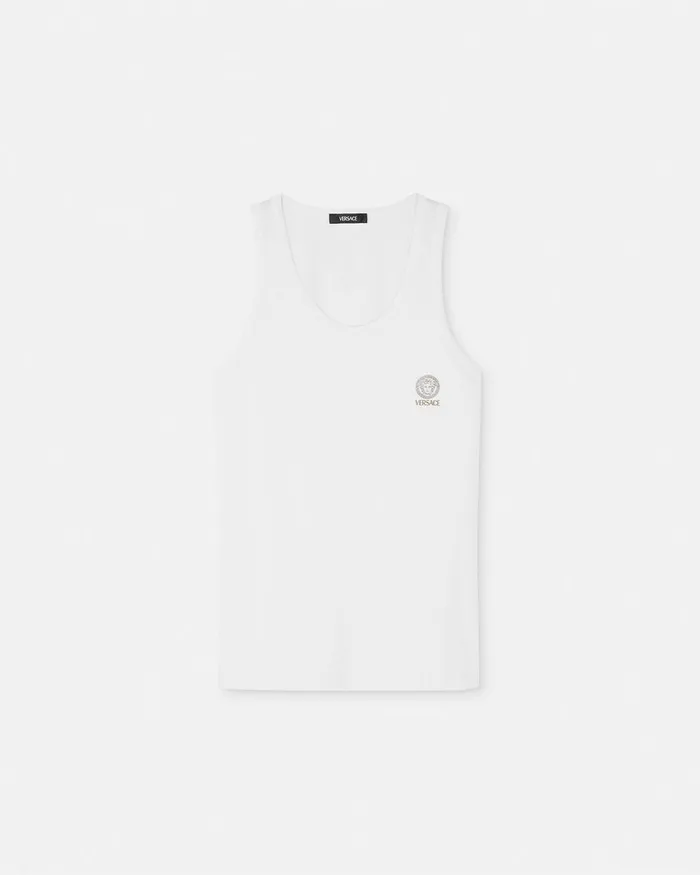 Versace Loungewear and Pajamas Men Medusa Tank Top Undershirt White