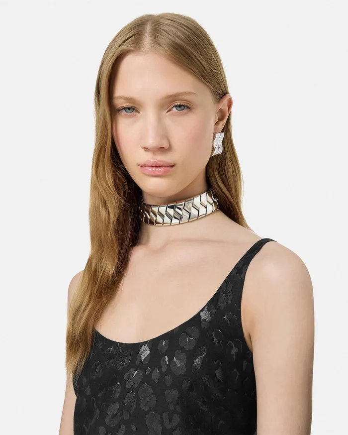 Versace Necklaces Women Bind Choker Silver