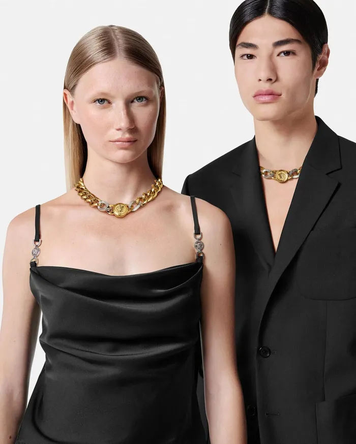Versace Necklaces WomenMen Medusa Chain Necklace Gold