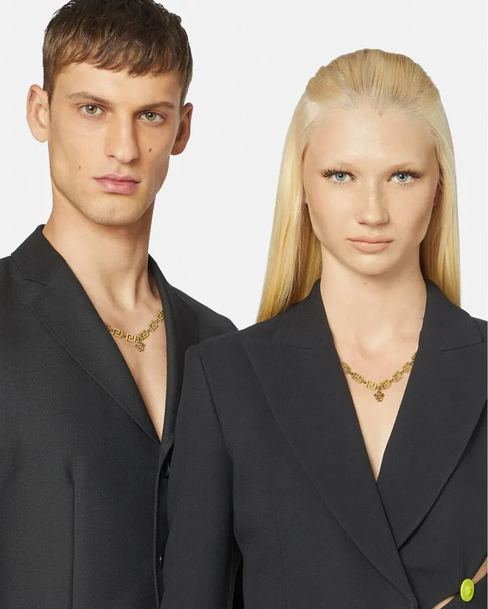Versace Necklaces WomenMen Medusa Greca Necklace Light Gold