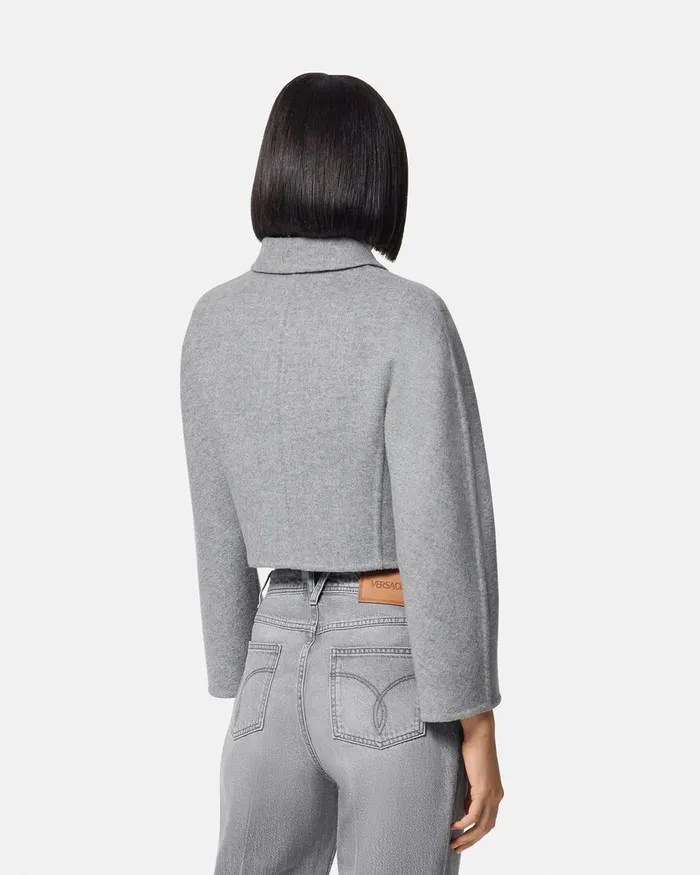 Versace Outerwear and Coats Women Barocco CashmereBlend Crop Jacket Gray