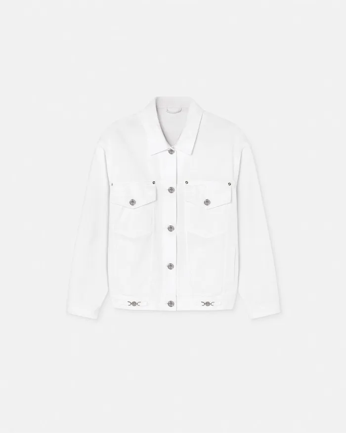 Versace Outerwear and Coats Women Barocco Sea Oversized Denim Jacket Whiteprint