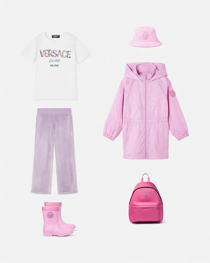 Versace Outerwear Kids Barocco Jacquard Parka Pink