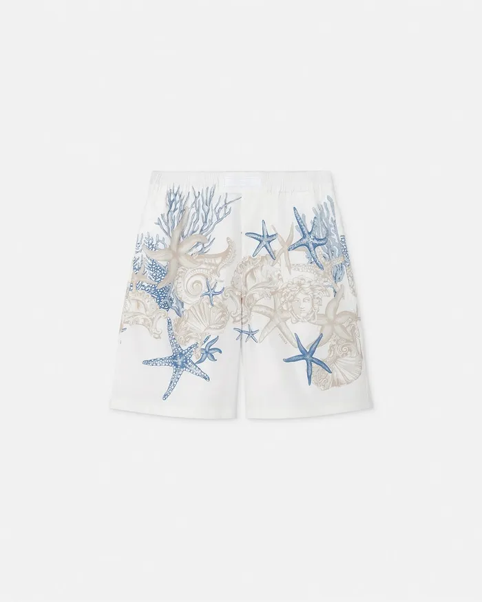 Versace Pants and Shorts Men Barocco Sea Cotton Shorts Whiteprint