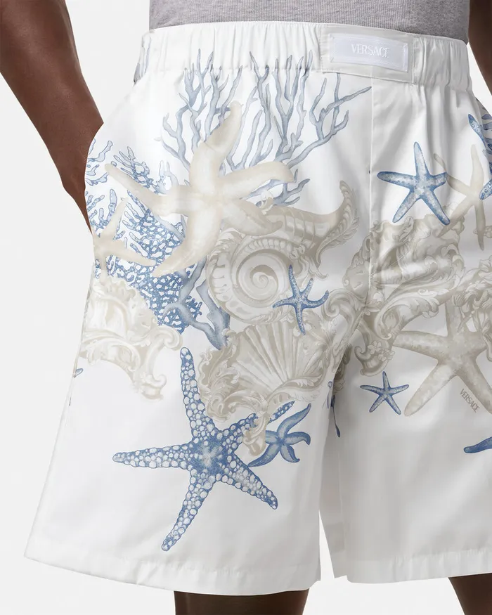 Versace Pants and Shorts Men Barocco Sea Cotton Shorts Whiteprint