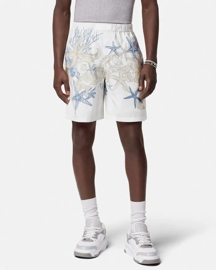 Versace Pants and Shorts Men Barocco Sea Cotton Shorts Whiteprint