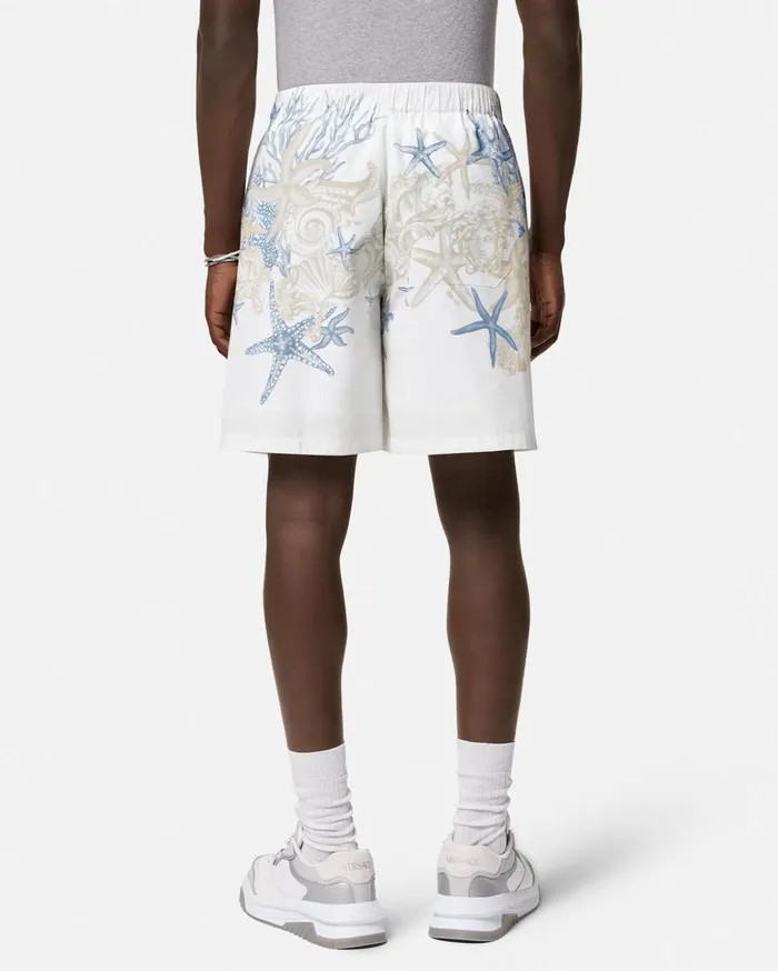 Versace Pants and Shorts Men Barocco Sea Cotton Shorts Whiteprint