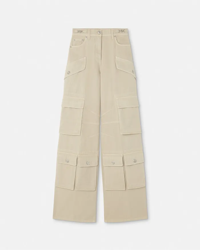 Versace Pants and Shorts Women Cargo Jeans Beige