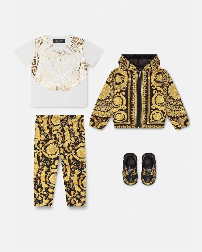 Versace Pants and Skirts Kids Barocco Baby Leggings Blackprint