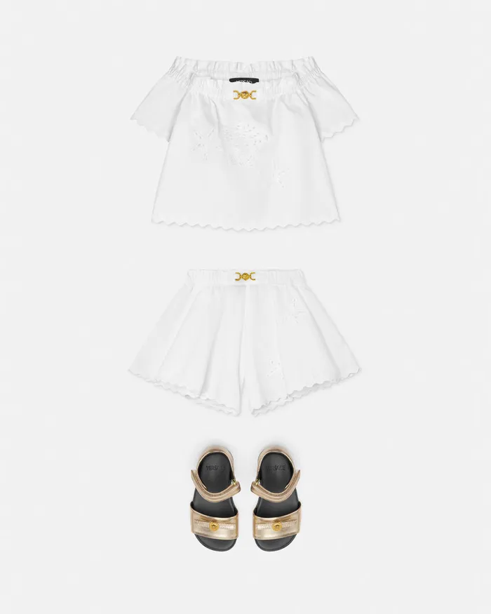 Versace Pants and Skirts Kids Embroidered Sangallo Baby Shorts White