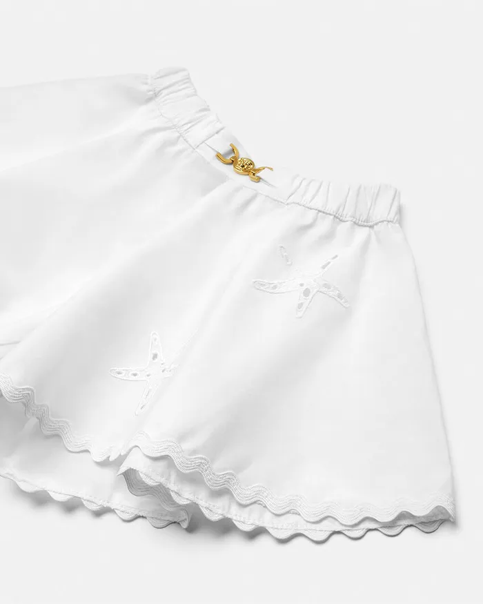 Versace Pants and Skirts Kids Embroidered Sangallo Baby Shorts White