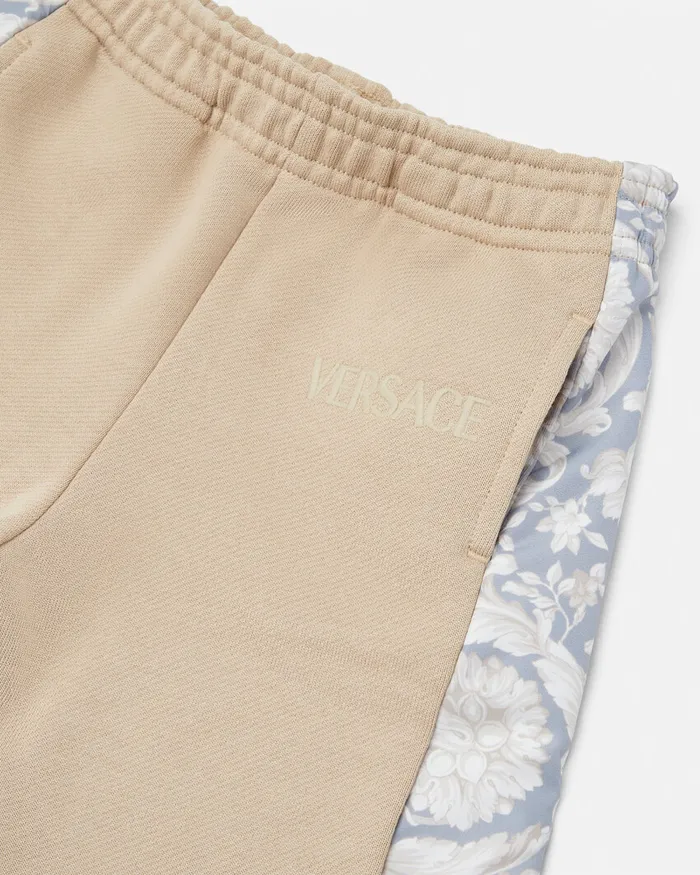 Versace Pants Kids Barocco Paneled Sweatpants Beigeprint