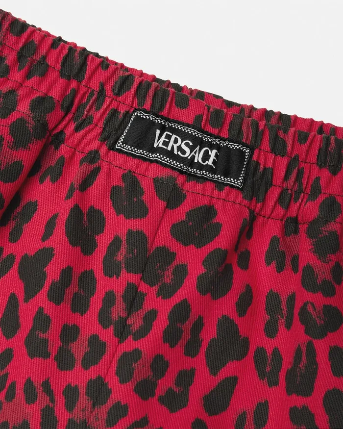 Versace Pants Kids Wild Barocco Gabardine Shorts Printred