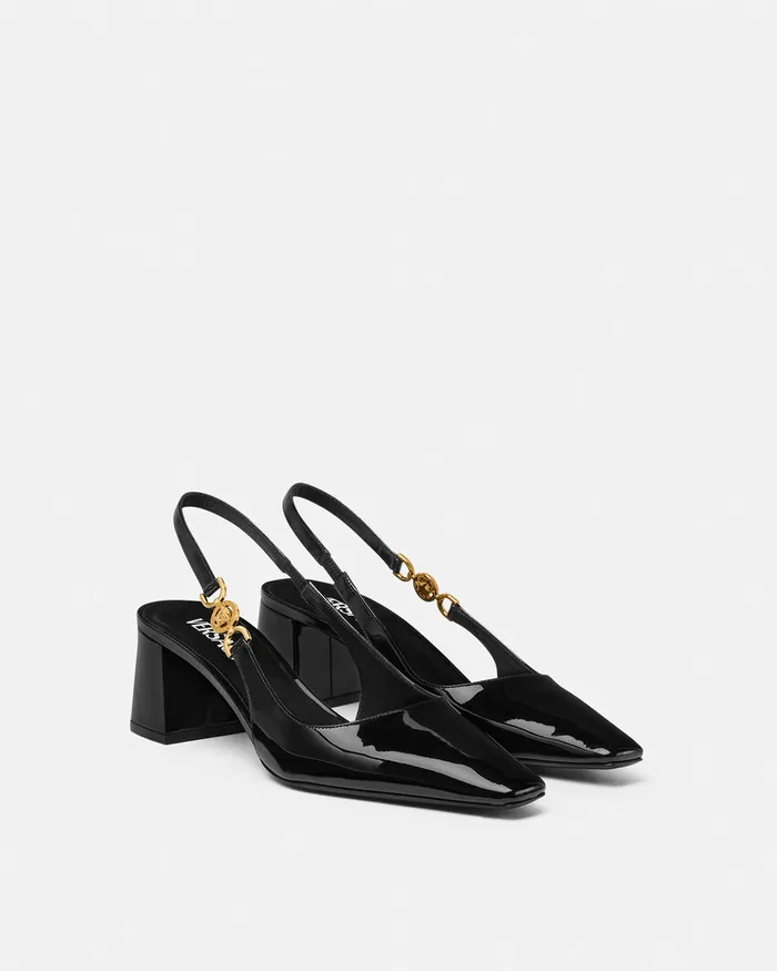 Versace Pumps and Slingbacks Women Medusa 03995 Slingback Pumps 55 Mm Blackgold