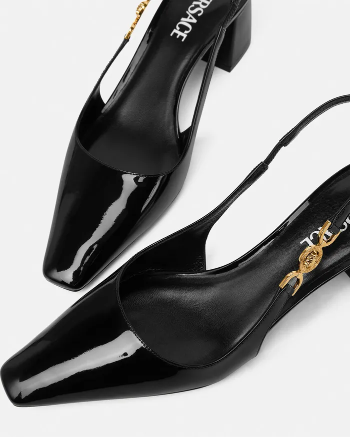 Versace Pumps and Slingbacks Women Medusa 03995 Slingback Pumps 55 Mm Blackgold