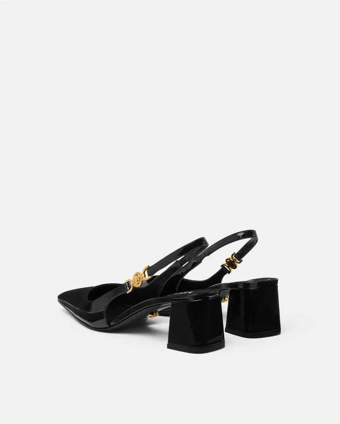 Versace Pumps and Slingbacks Women Medusa 03995 Slingback Pumps 55 Mm Blackgold
