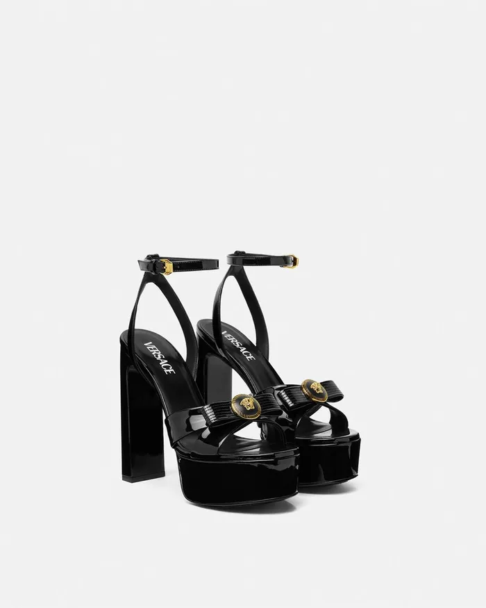Versace Sandals Women Gianni Ribbon Sandals 140 Mm Blackgold