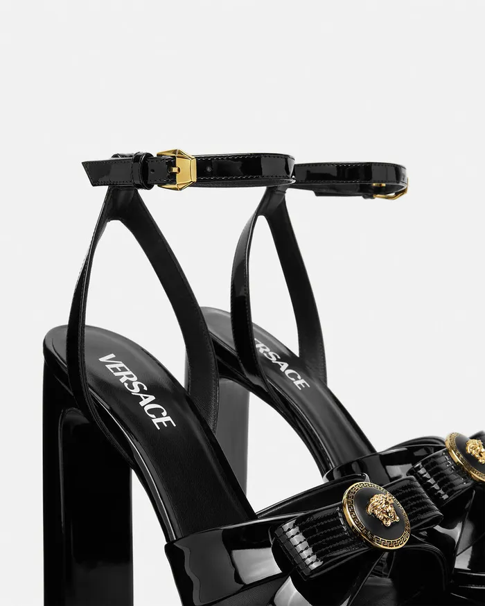 Versace Sandals Women Gianni Ribbon Sandals 140 Mm Blackgold