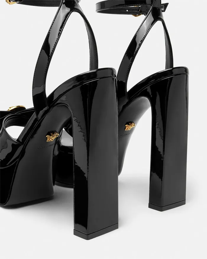 Versace Sandals Women Gianni Ribbon Sandals 140 Mm Blackgold