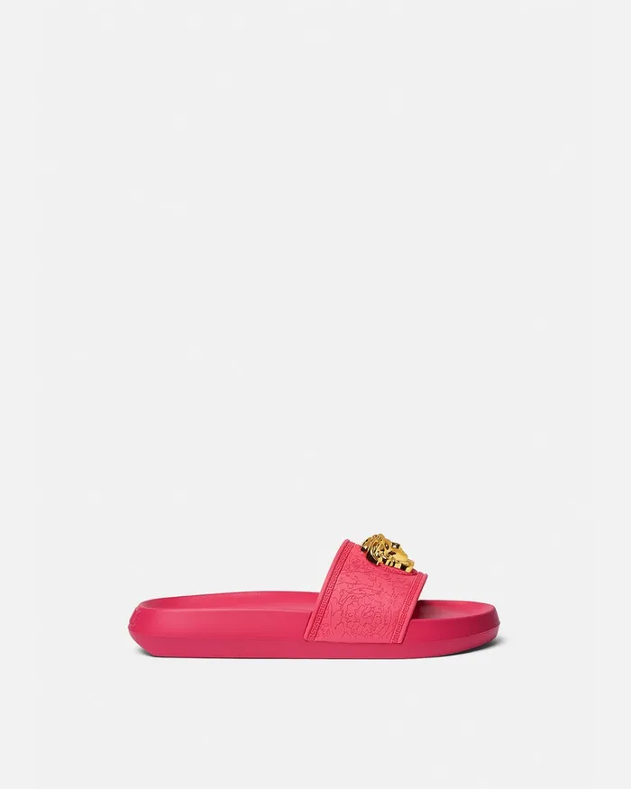 Versace Sandals Women Palazzo Slides Fuchsia
