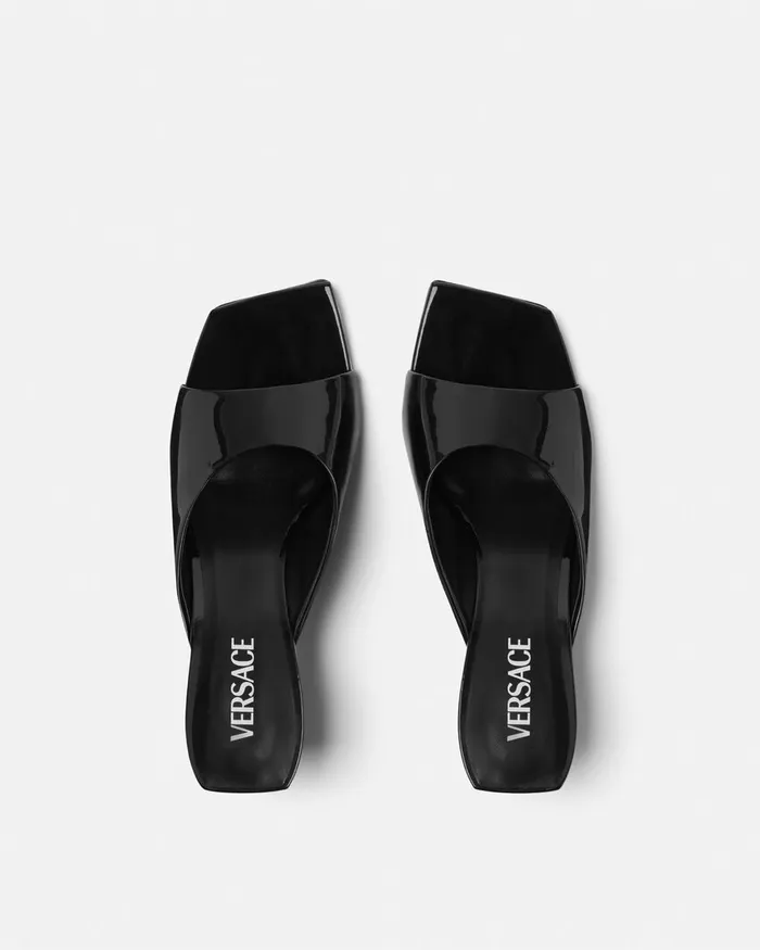 Versace Sandals Women V2025 Patent Mules 55 Mm Blackgold