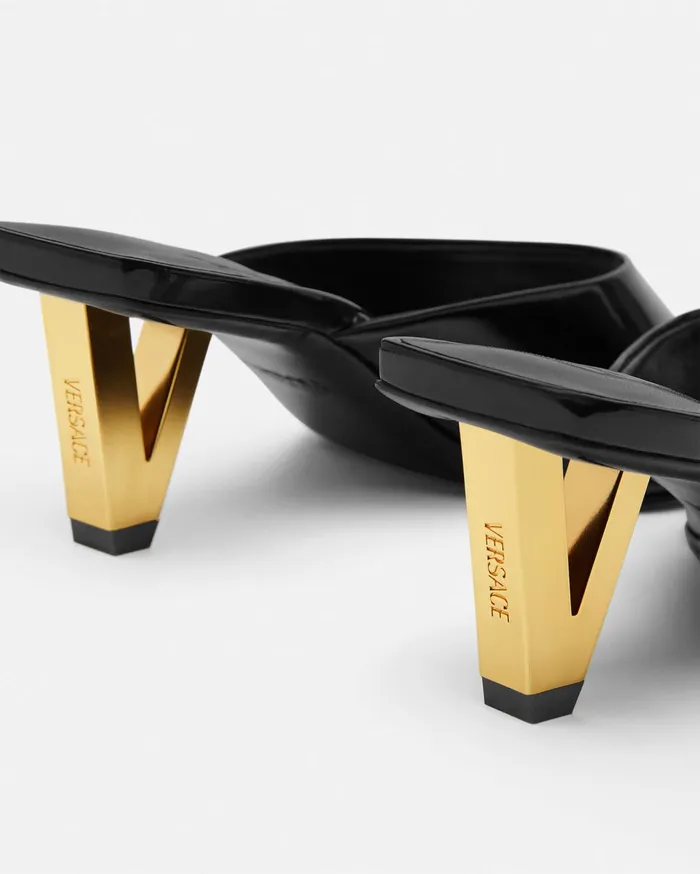 Versace Sandals Women V2025 Patent Mules 55 Mm Blackgold