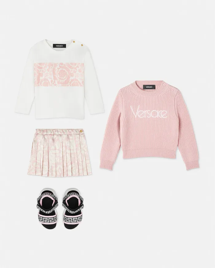 Versace Shirts and Tshirts Kids Barocco Baby TShirt Light Pink