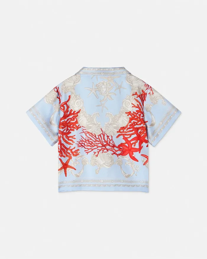 Versace Shirts and Tshirts Kids Barocco Sea Baby Silk Shirt Blueprint