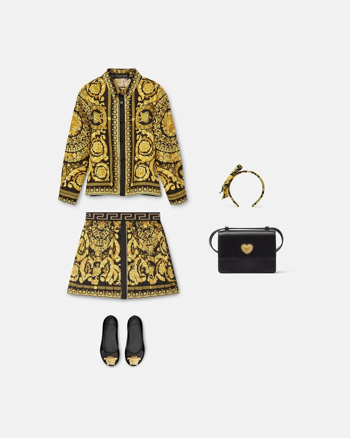 Versace Shirts and Tshirts Kids Barocco Silk Shirt Blackprint