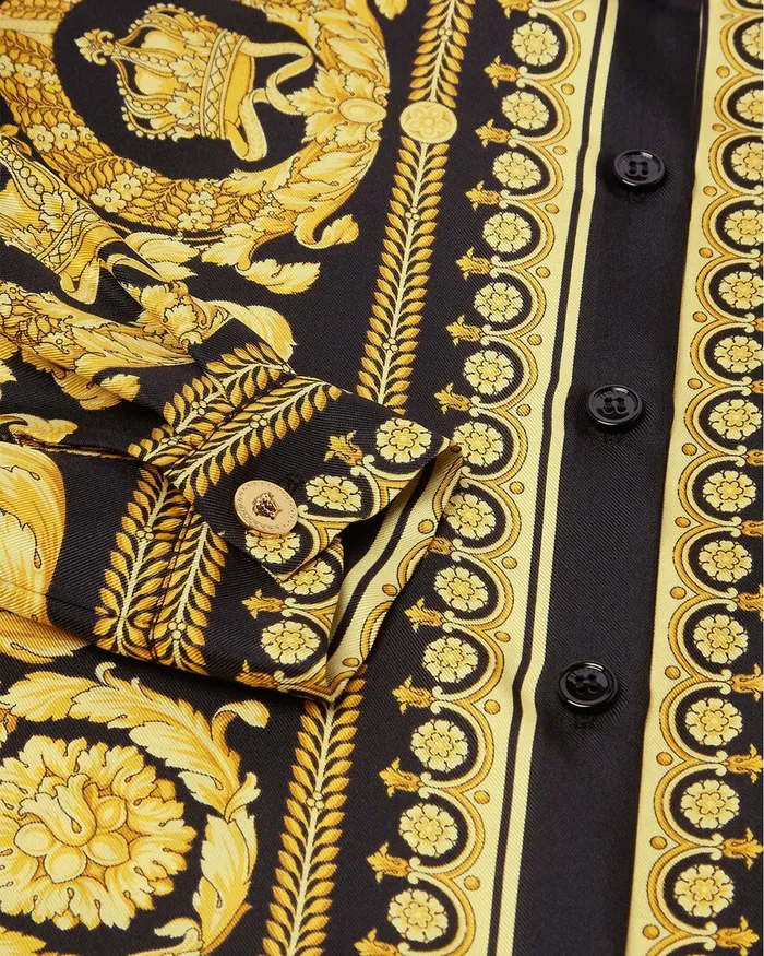 Versace Shirts and Tshirts Kids Barocco Silk Shirt Blackprint