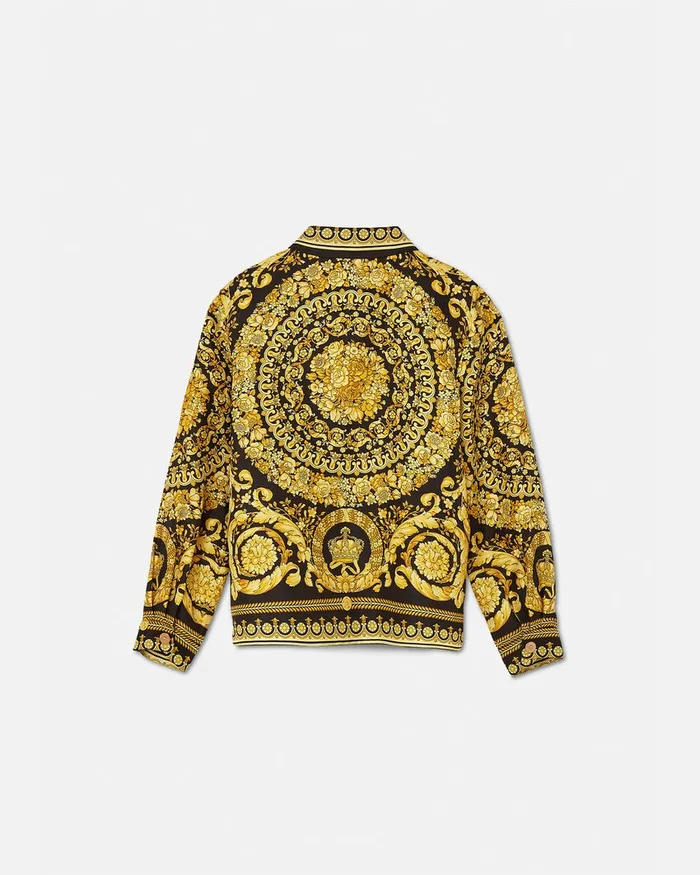 Versace Shirts and Tshirts Kids Barocco Silk Shirt Blackprint