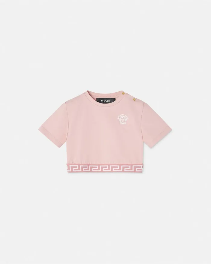 Versace Shirts and Tshirts Kids Greca Baby TShirt Light Pink