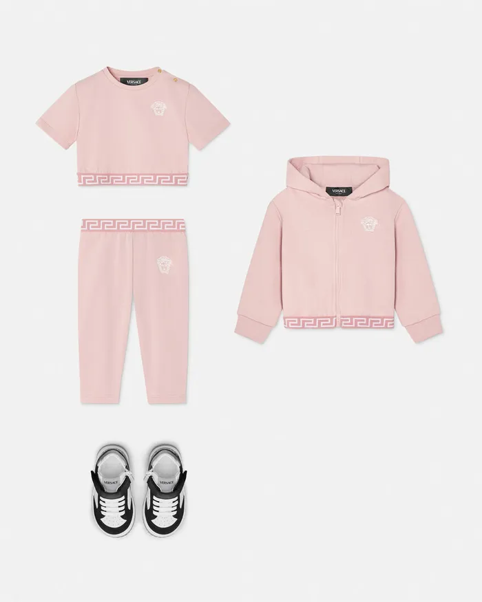Versace Shirts and Tshirts Kids Greca Baby TShirt Light Pink