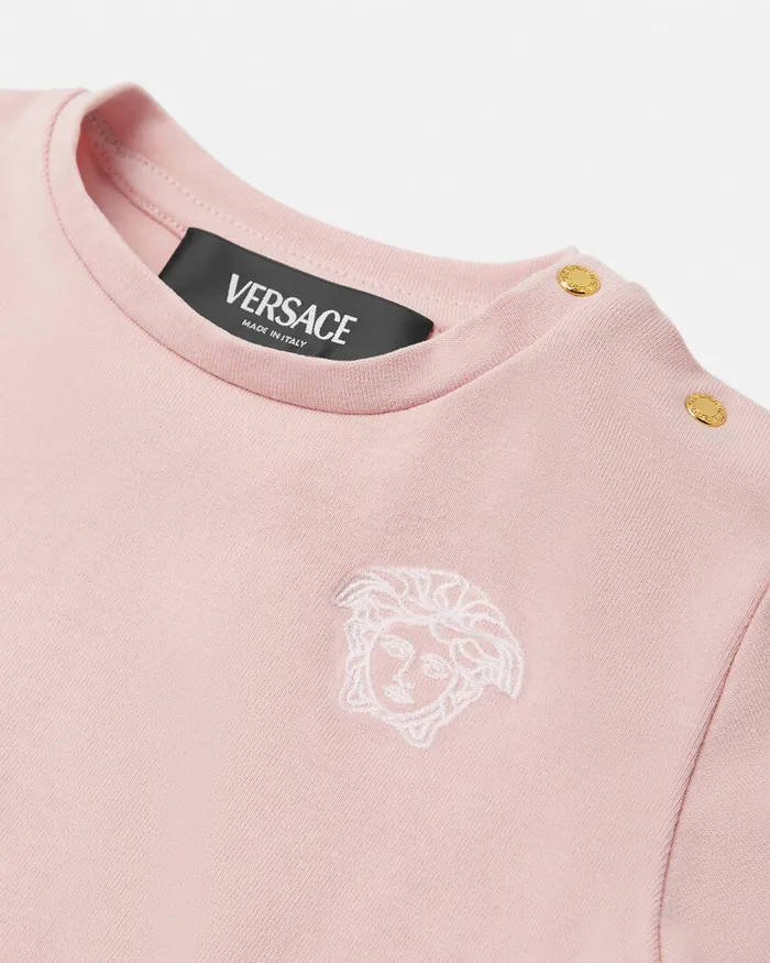 Versace Shirts and Tshirts Kids Greca Baby TShirt Light Pink